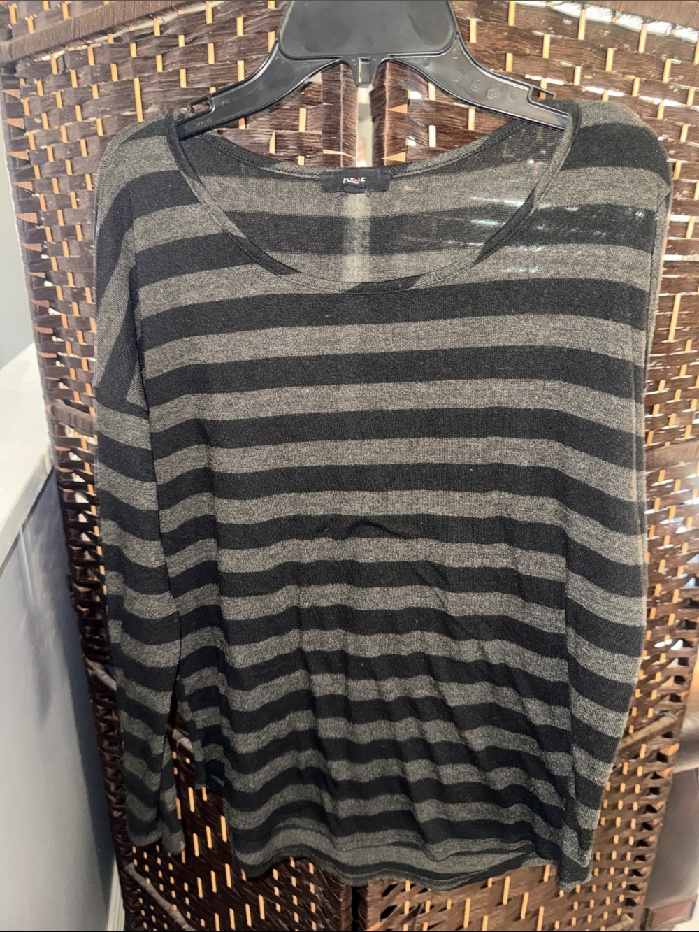 mine Black and Gray Striped Long Sleeve Tee